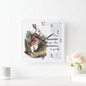 White Rabbit Wonderland Clock, The Hurrier I go Vierkante Klok (Huis)