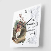White Rabbit Wonderland Clock, The Hurrier I go Vierkante Klok (Hoek)