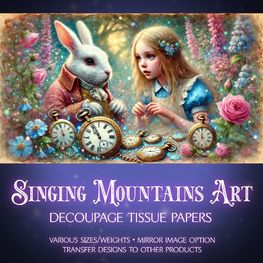 White Rabbit's Woodland Clock Sanctuary Decoupage Tissuepapier