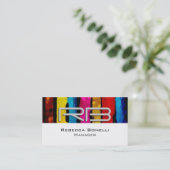 White Rainbow Gray Monogram Manager Visitekaartje (Staand voorkant)