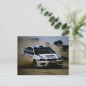 White Rally Car Briefkaart (Staand voorkant)