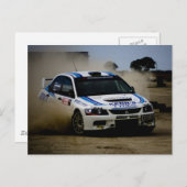 White Rally Car Briefkaart (Voorkant / Achterkant)