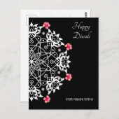 White Rangoli with hibiscus Briefkaart (Voorkant / Achterkant)