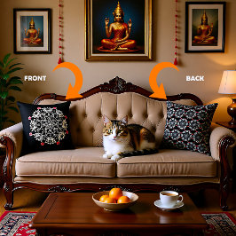 White Rangoli with hibiscus Kussen