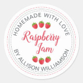 White Raspberry Homemade With Love Jam  Ronde Sticker (Voorkant)