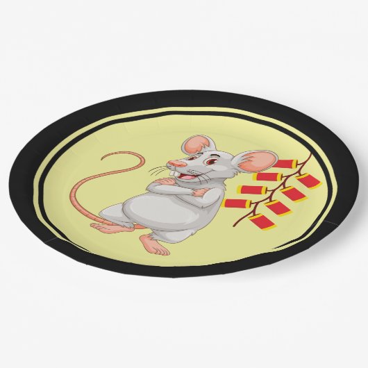 White Rat & Chinese Firecrackers Papieren Bordje (Gekanteld)