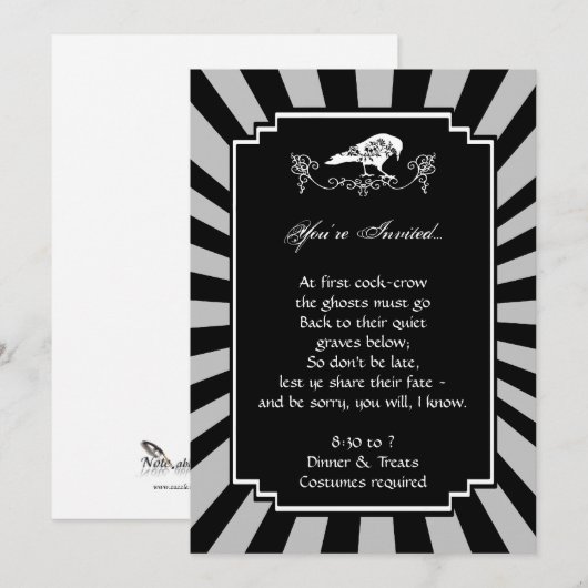 White Raven Halloween Party Invitation Kaart (Voorkant / Achterkant)