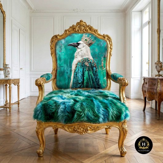 White Raven in Blauwgroen Royal Cloak Decoupage Tissuepapier