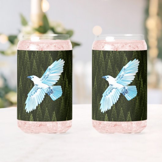 White Raven on Fractal Conifers Blikvorm Glas (Insitu (Huwelijk))