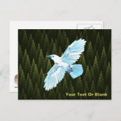 White Raven on Fractal Conifers Briefkaart (Voorkant / Achterkant)