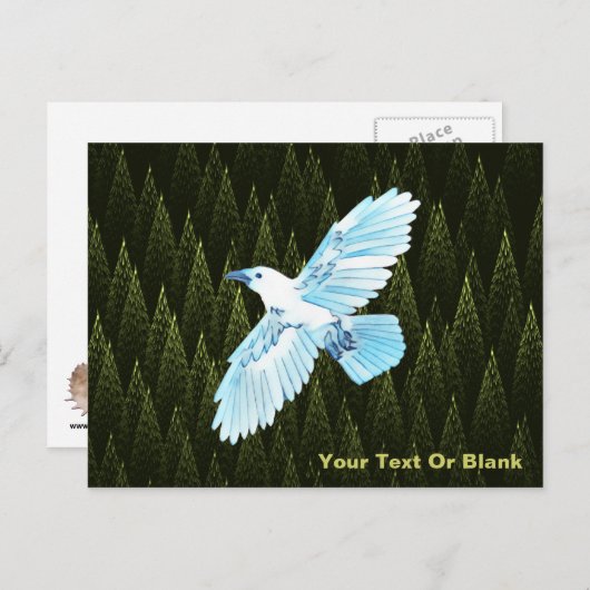 White Raven on Fractal Conifers Briefkaart (Voorkant / Achterkant)
