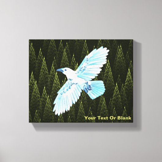 White Raven on Fractal Conifers Canvas Afdruk (Voorkant)