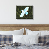 White Raven on Fractal Conifers Canvas Afdruk (Insitu (Slaapkamer))