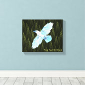 White Raven on Fractal Conifers Canvas Afdruk (Insitu (Houten vloer))