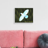 White Raven on Fractal Conifers Canvas Afdruk (Insitu (Woonkamer))