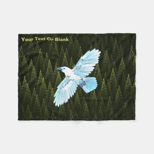 White Raven on Fractal Conifers Fleece Deken (Voorkant (Horizontaal))