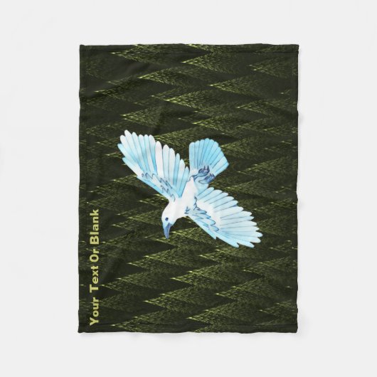 White Raven on Fractal Conifers Fleece Deken (Voorkant)