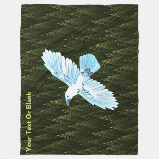 White Raven on Fractal Conifers Fleece Deken (Voorkant)
