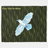 White Raven on Fractal Conifers Fleece Deken (Voorkant (Horizontaal))
