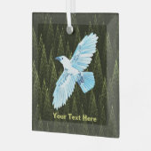 White Raven on Fractal Conifers Glas Ornament (Voorkant links)