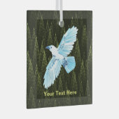 White Raven on Fractal Conifers Glas Ornament (Voorkant Rechts)