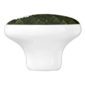 White Raven on Fractal Conifers Keramische Knop (Zijkant)