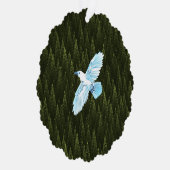 White Raven on Fractal Conifers Ornament Kaart (Rechts)