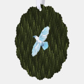 White Raven on Fractal Conifers Ornament Kaart (Links)