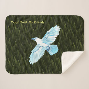 White Raven on Fractal Conifers Sherpa Deken