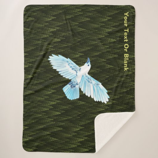 White Raven on Fractal Conifers Sherpa Deken (Voorkant)