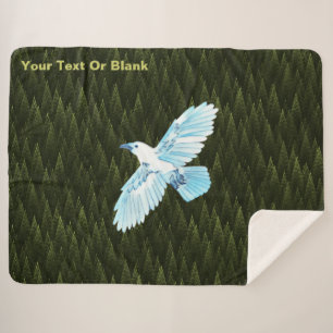 White Raven on Fractal Conifers Sherpa Deken