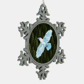 White Raven on Fractal Conifers Tin Sneeuwvlok Ornament (Links)