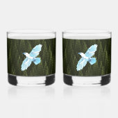 White Raven on Fractal Conifers Whisky Glas (Voorkant)