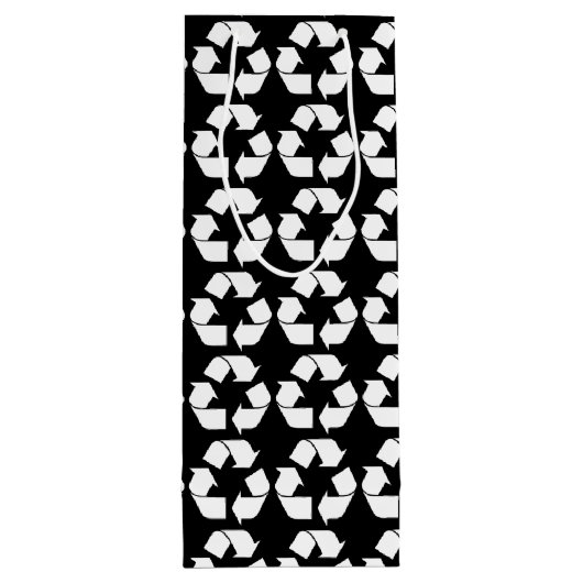 White Recycling Symbool Wijn Cadeautas (Achterkant)