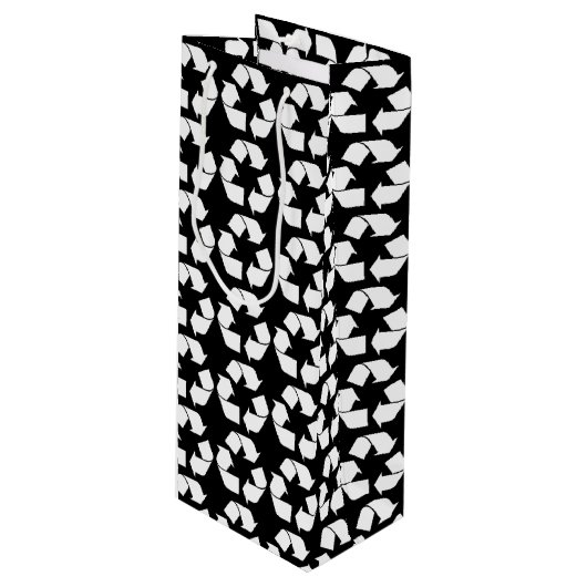White Recycling Symbool Wijn Cadeautas (Voorkant Gekanteld)