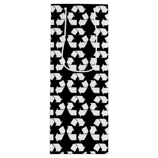 White Recycling Symbool Wijn Cadeautas (Voorkant)