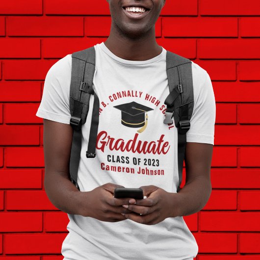 White Red Afstuderen Custom Class of 2023 Afstuder T-shirt