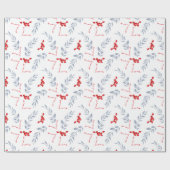 White Red Berries kerstcadeaupapier voor kerstcade Cadeaupapier (Vlak)