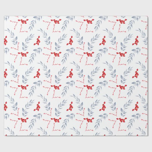 White Red Berries kerstcadeaupapier voor kerstcade Cadeaupapier (Vlak)