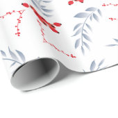 White Red Berries kerstcadeaupapier voor kerstcade Cadeaupapier (Rol Hoek)