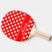 White, Red, Black Hearts Pattern, Name Sjabloon Tafeltennisbatje (Zijkant)