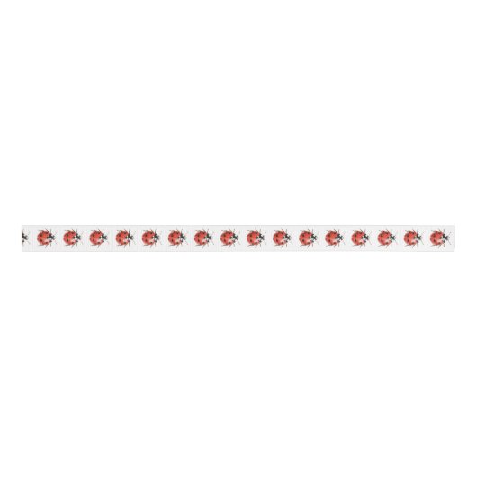 White Red Black Ladybugs Birthday Grosgrain Lint (Voorkant)