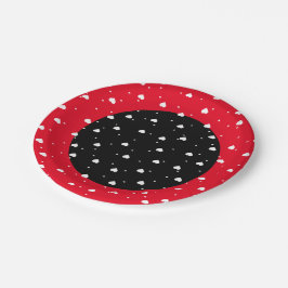 White Red & Black Valentijnse Hearts Pattern Papieren Bordje