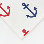 White Red Blue Nautical Anchor Pattern Fleece Deken (Hoek)