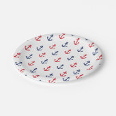 White Red Blue Nautical Anchor Pattern Papieren Bordje (Gekanteld)