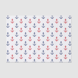 White Red Blue Nautical Anchor Pattern Tissuepapier