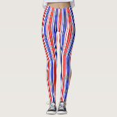 White Red Blue Stripes Pattern   Leggings (Voorkant)