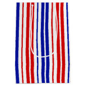 White Red Blue Stripes Pattern   Medium Cadeauzakje (Achterkant)