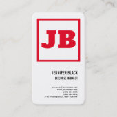 White Red Bold Monogram Minimalist Modern Plain Visitekaartje (Voorkant)