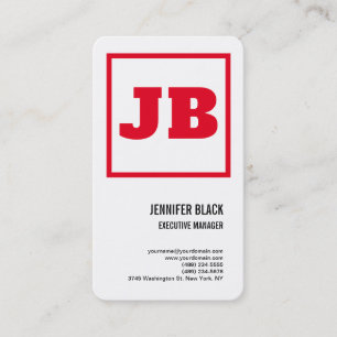 White Red Bold Monogram Minimalist Modern Plain Visitekaartje